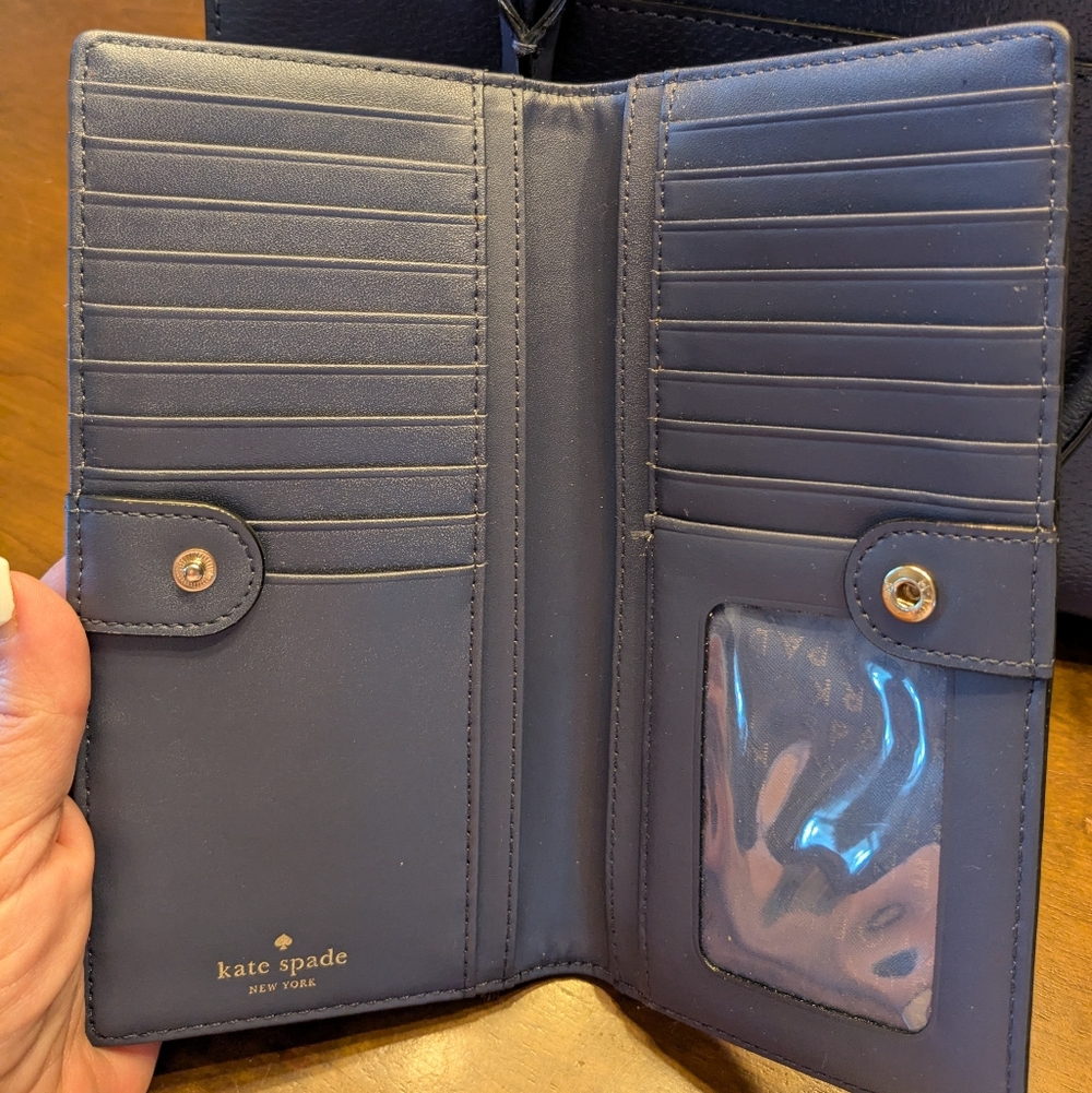 Kate Spade Navy Blue Leather Grove Street Caley Satchel & Matching Wallet - Picture 12 of 13
